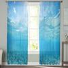 Ocean Summer Wallpaper Sunshine Tulle Window Curtains for Bedroom Luxury Home Decor Drapes In Living Room Chiffon Panels
