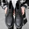 Классические осенне-зимние повседневные кожаные мужские ботинки на шнуровке, нескользящая подошва, повседневные уличные ботинки, мужская прогулочная обувь в стиле ретро