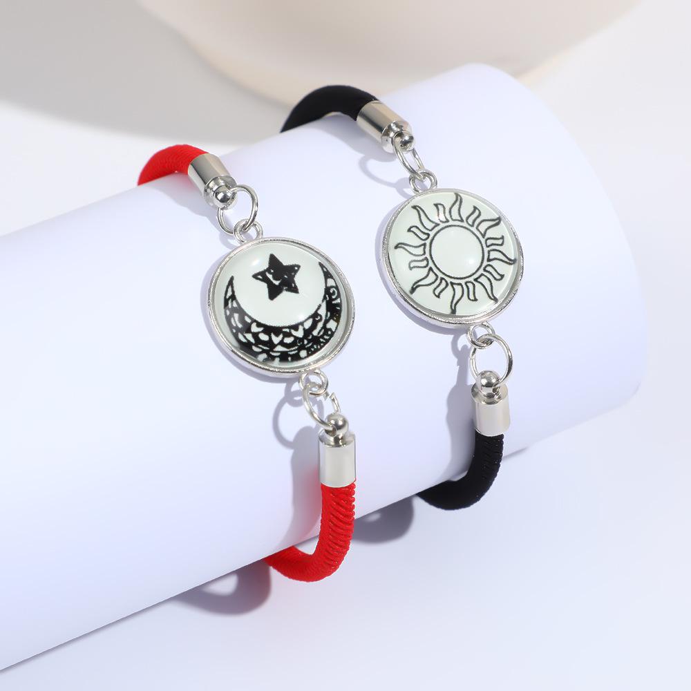 Светящиеся браслеты для пары «Солнце и Луна» - Ручная работа, плетеная веревка, подарок на День святого Валентина