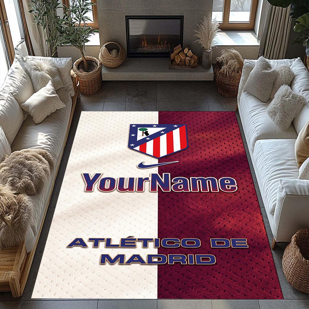Atletico Madrid Personalized Name Floor Rug Office Rug Suitable for Study room Foyer Entryway Hallway Anti-slip Rug Decorate Offices