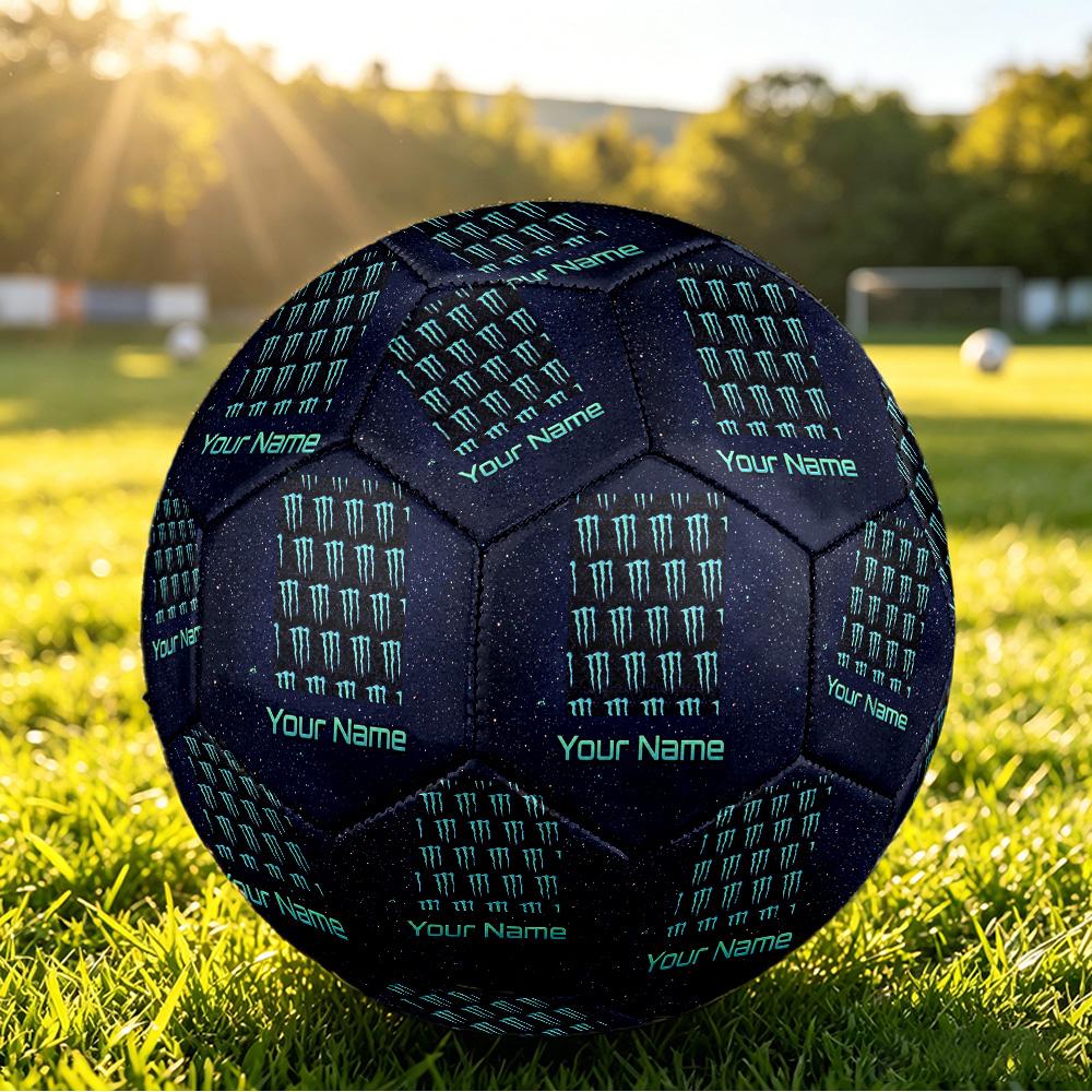 Monster Energy Size 5 Football, Custom Name Text Personalized Soccer Ball Sport Training Gift