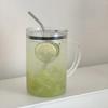 Transparent Glass Tumbler with Lid and Straw Drinking Glass Mug Glass Water Cup  Summer