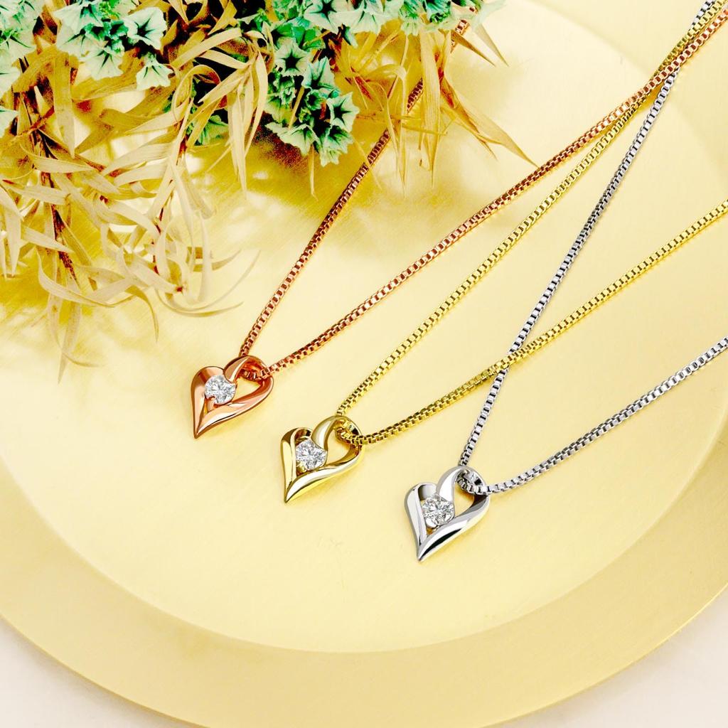 Necklace Brown Teddy Bear Pink Gold Color Open Heart Zirconia [Sears] Women's P6127-tdt-01-p-b