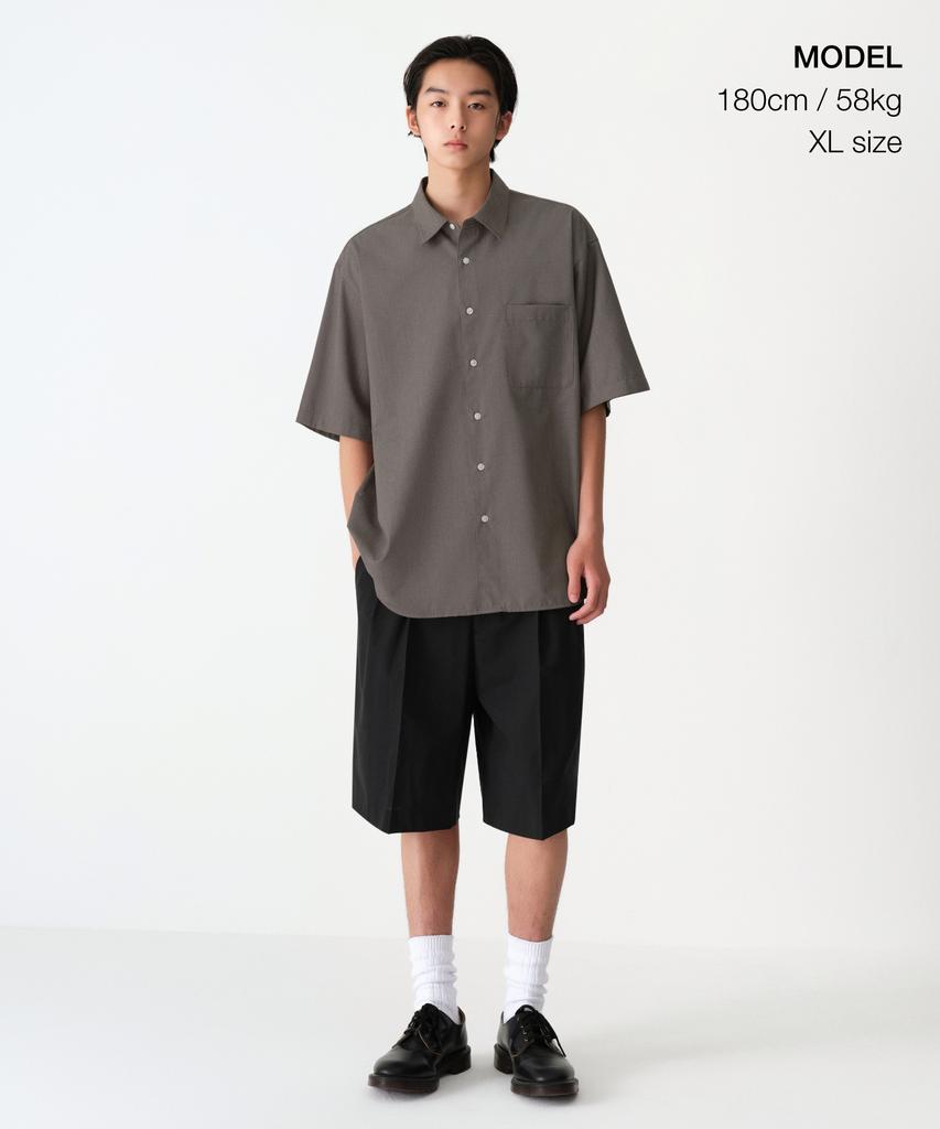 MUSINSA STANDARD Relaxed Wool-Like Short Sleeve Shirt [Taupe]