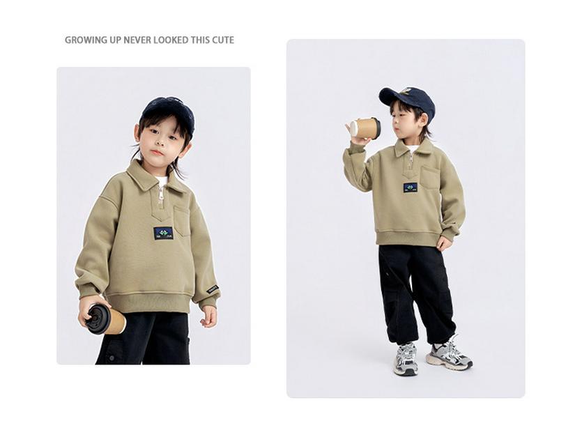 Boys' Turn-Down Collar Sweatshirt - 2025 Spring/Autumn Fashion, Long-Sleeved Pullover for Children