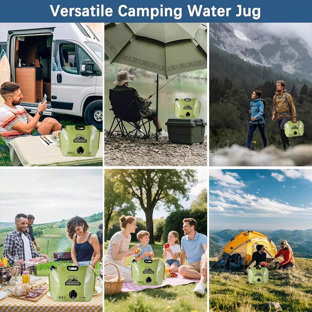 8L BPA-Free Portable Folding Water Storage Bag with Faucet for Camping Hiking