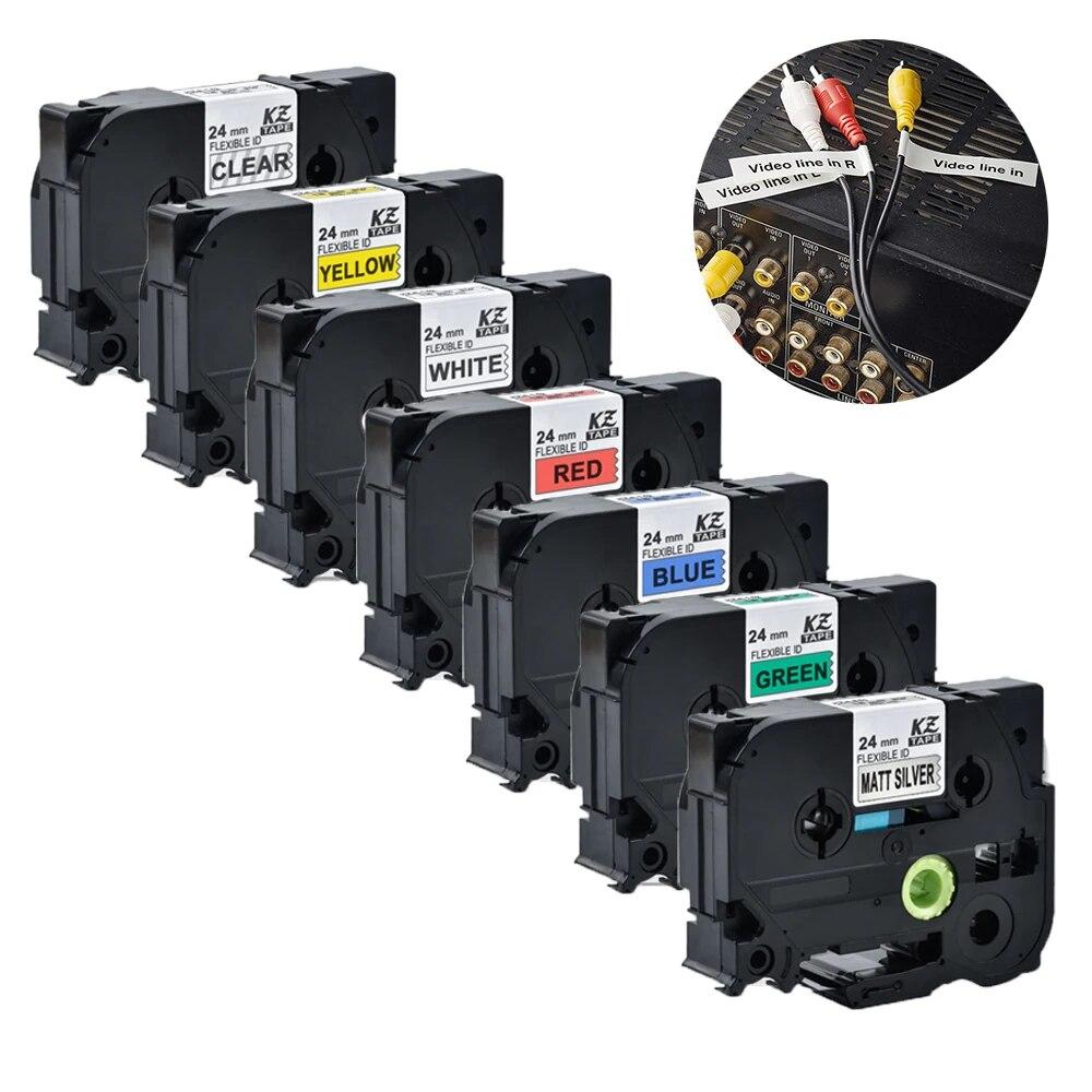 3Packs 24mm Flexible Label Tape TZe-FX251 Black On White Label Ribbon Compatible for Brother P-touch Printer Label Tapes FX151