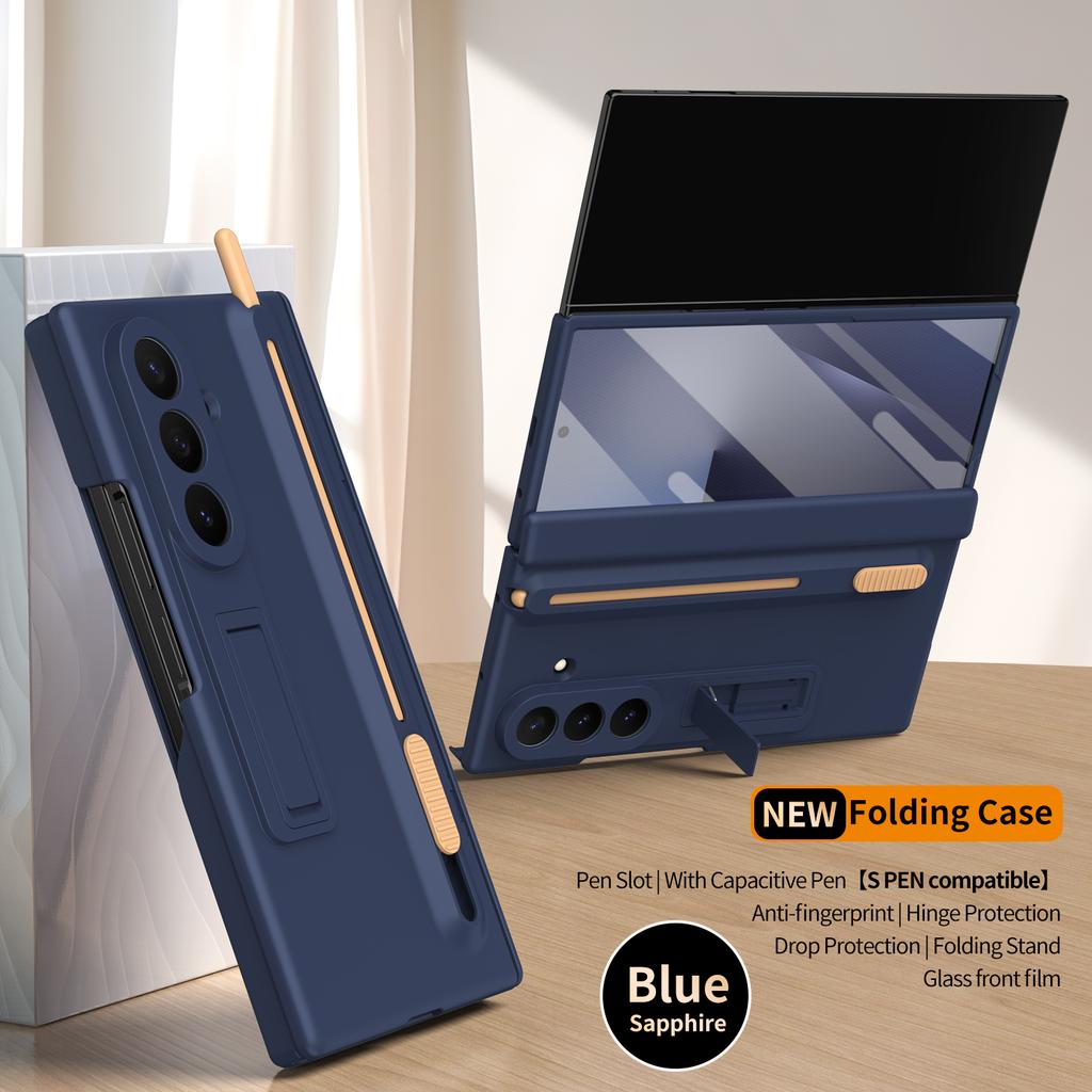 Магнитный чехол-книжка для телефона Samsung Galaxy Z Fold 7 3 4 5 6 с защитой экрана из стекла, выдвижным слотом для хранения ручки, держателем, крышкой для Galaxy Z Trifold