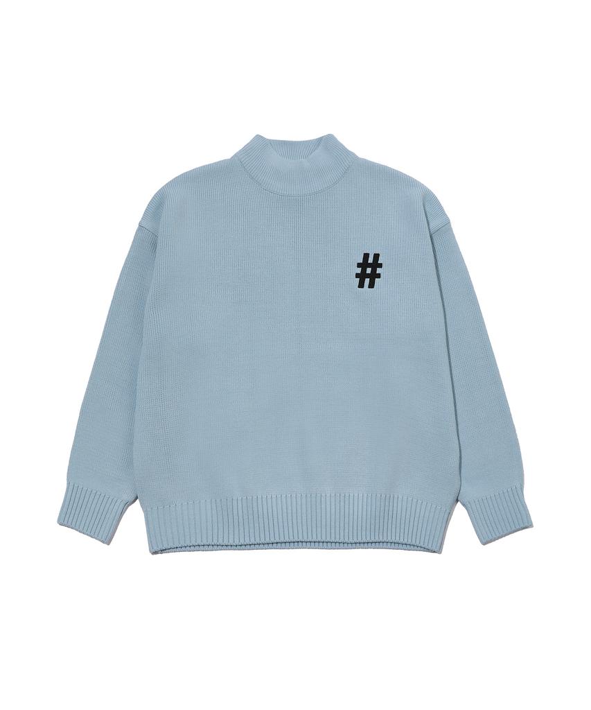 BEENTRILL Hashtag Mock Neck Oversized Knit (Sky Blue)