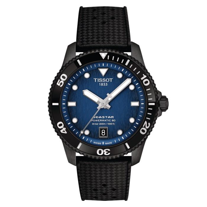 Tissot Автоматический Механический Механизм Водонепроницаемость 300 метров Унисекс Часы 40мм Синий Циферблат Резиновый Ремешок T120.807.37.041.00