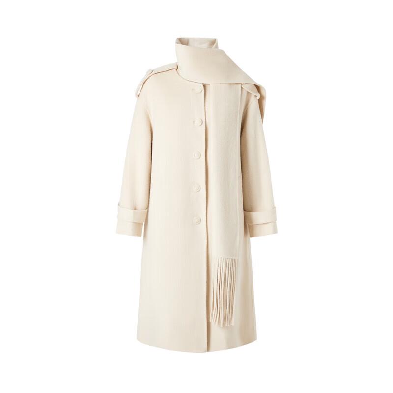 JUZI Annakou Женское шерстяное двустороннее длинное пальто с бахромой-шарфом