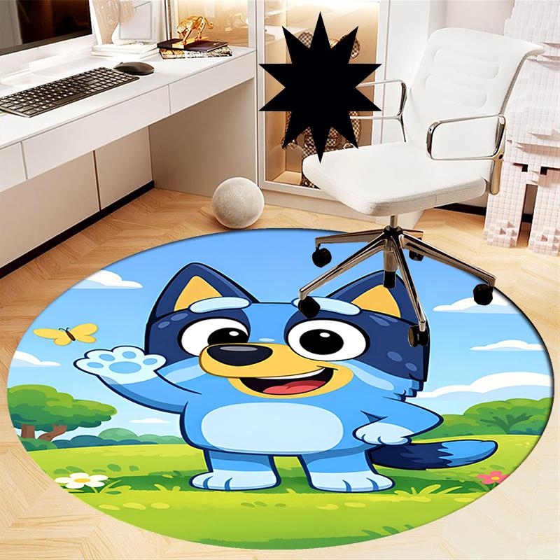Bluey Printed Round Rug Carpet Chair Rug Area Rug Entryway Doormats,for Office Chair Living Room Bedroom Kitchen Room.