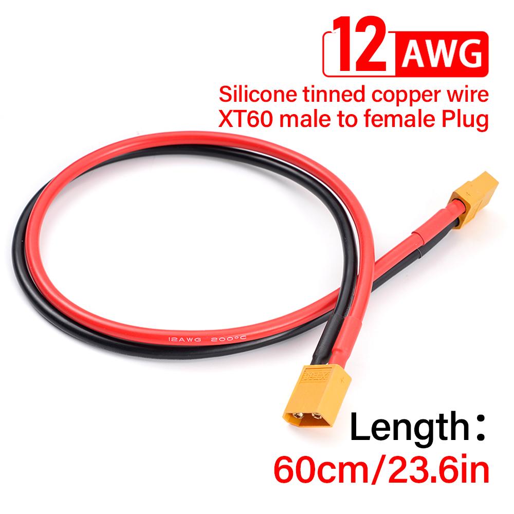 40/60 см 12 AWG XT60 Разъем мама на XT60 Разъем папа Адаптер Соединитель Силиконовый Луженый Медный Провод Кабель для подключения аккумулятора