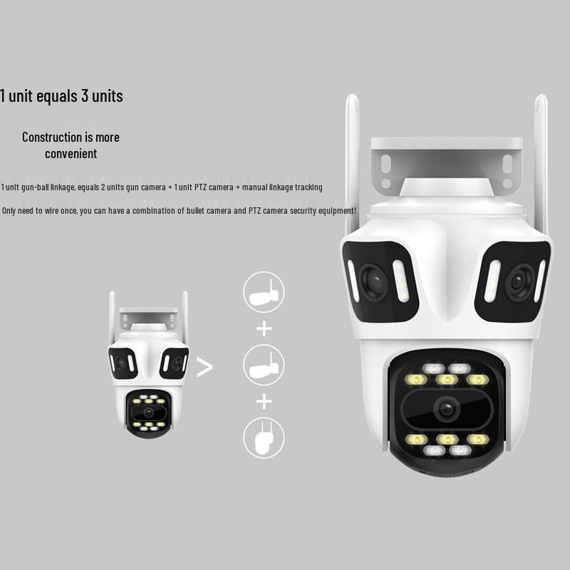 Ультра-четкая беспроводная уличная панорамная камера с ночным видением и трехэкранным мониторингом