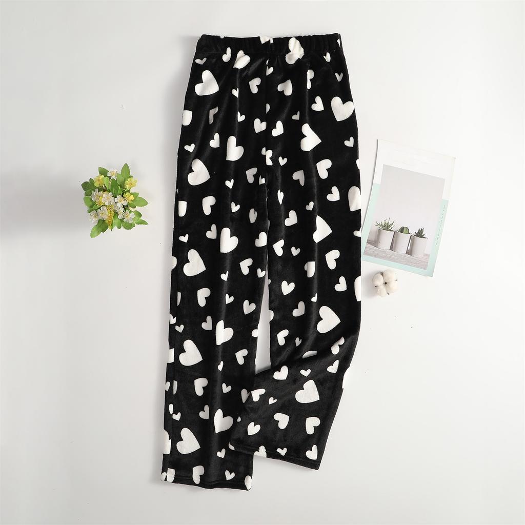 Женские пижамные брюки плюшевые штаны для сна мягкие пижамные брюки с эластичной талией узорчатые брюки с 2 карманами