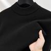 Semi-turtleneck Men's Sweater with Fleece and Thicker Autumn and Winter Models with Winter Solid Color Knitted Sweater Inside