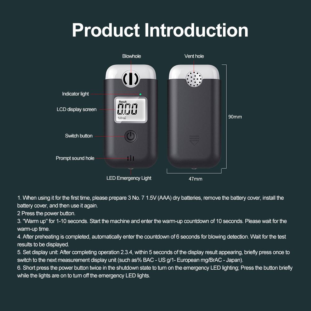 Бесконтактный алкотестеры Профессиональный цифровой алкотестер Полицейский алкотестер Алкометр Анализатор алкоголя Тест на вождение в нетрезвом виде