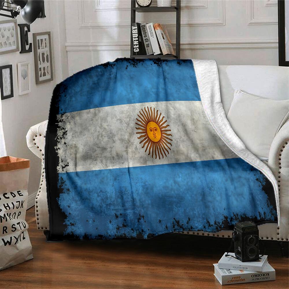 Argentina Flag Design Flannel Blanket, Soft Polyester, Modern Design, All-Season for Camping, Travel, Gifts for holidays or birthdays