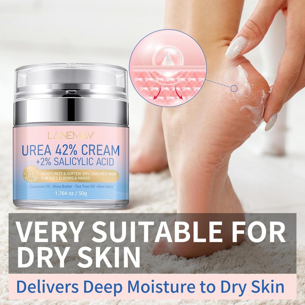 Крем с мочевиной 42% и салициловой кислотой 2% - увлажняет и смягчает сухую, потрескавшуюся кожу, улучшает поврежденный кожный барьер - подходит для сухой кожи, 50 г