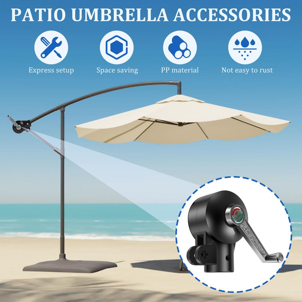 Patio Umbrella Accessories Outdoor Parasol Replacement Part Umbrella Robust Hand Crank System Easy Install Steering Mount Paraso