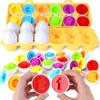 6-12Pcs Educational Color Shape Matching Eggs Set Early Learning Puzzle Skills Montessori For Toddlers Easter Basket Stuffers