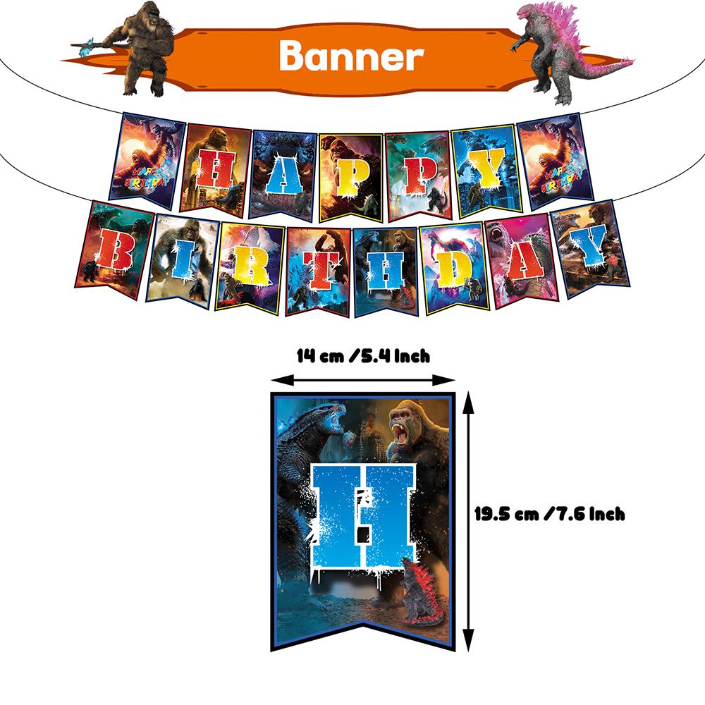 30 шт. украшения для вечеринки в честь Годзиллы включают топперы для торта, воздушные шары и баннер.