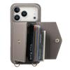 Чехол-кошелек с держателем для карт и подставкой для iPhone 17 Pro Max, чехол для телефона из ПУ-кожи + ПК с зеркалом и ремешком через плечо