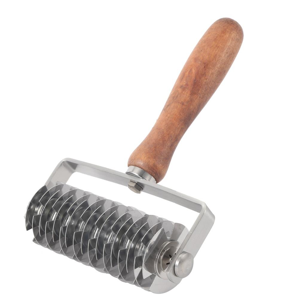 Wood Handle Pastry Lattice Roller Cutter Stainless Steel Dough Cutter Kitchen Household
