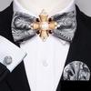 Мужской галстук-бабочка с жемчужной брошью, шелковый галстук-бабочка с узором пейсли, носовые запонки для свадебных свиданий