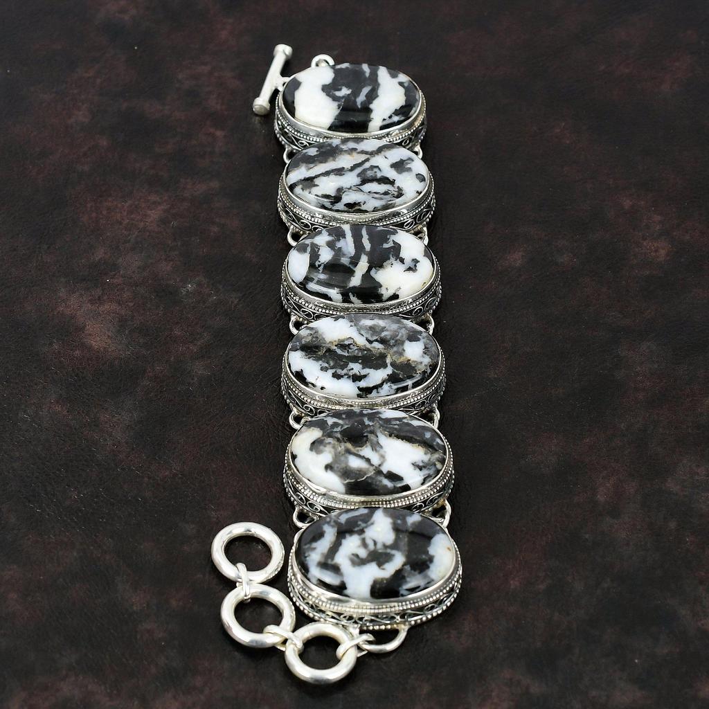 Белый бирюзовый браслет Buffalo Винтажный браслет Браслет из стерлингового серебра 925 пробы Ювелирные изделия ручной работы Браслет из драгоценных камней Регулируемый браслет-цепочка