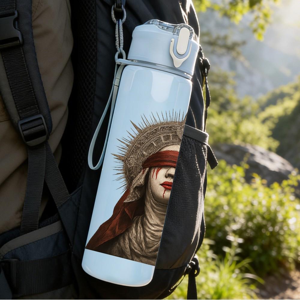 1PC Thorn Crown Woman Portrait 750ml Color Plastic Sports Water Bottle Leakproof Flip Straw Lid Suitable for Sports Office Home Use