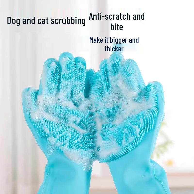 Pet Bathing Gloves: Anti-Scratch, Bite-Resistant Scrubbing & Hair Removal for Dogs & Cats