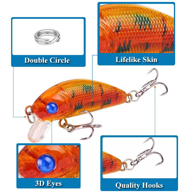 5cm/4.2g Minnow Rock Simulation Hard Bait - Ideal for Sea and Freshwater Fishing.