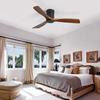 52 Inch Low-Profile DC Ceiling Fan with 3 Artistically Crafted Wood Blades, Silent Reversible Motor and Remote Control, without Lighting