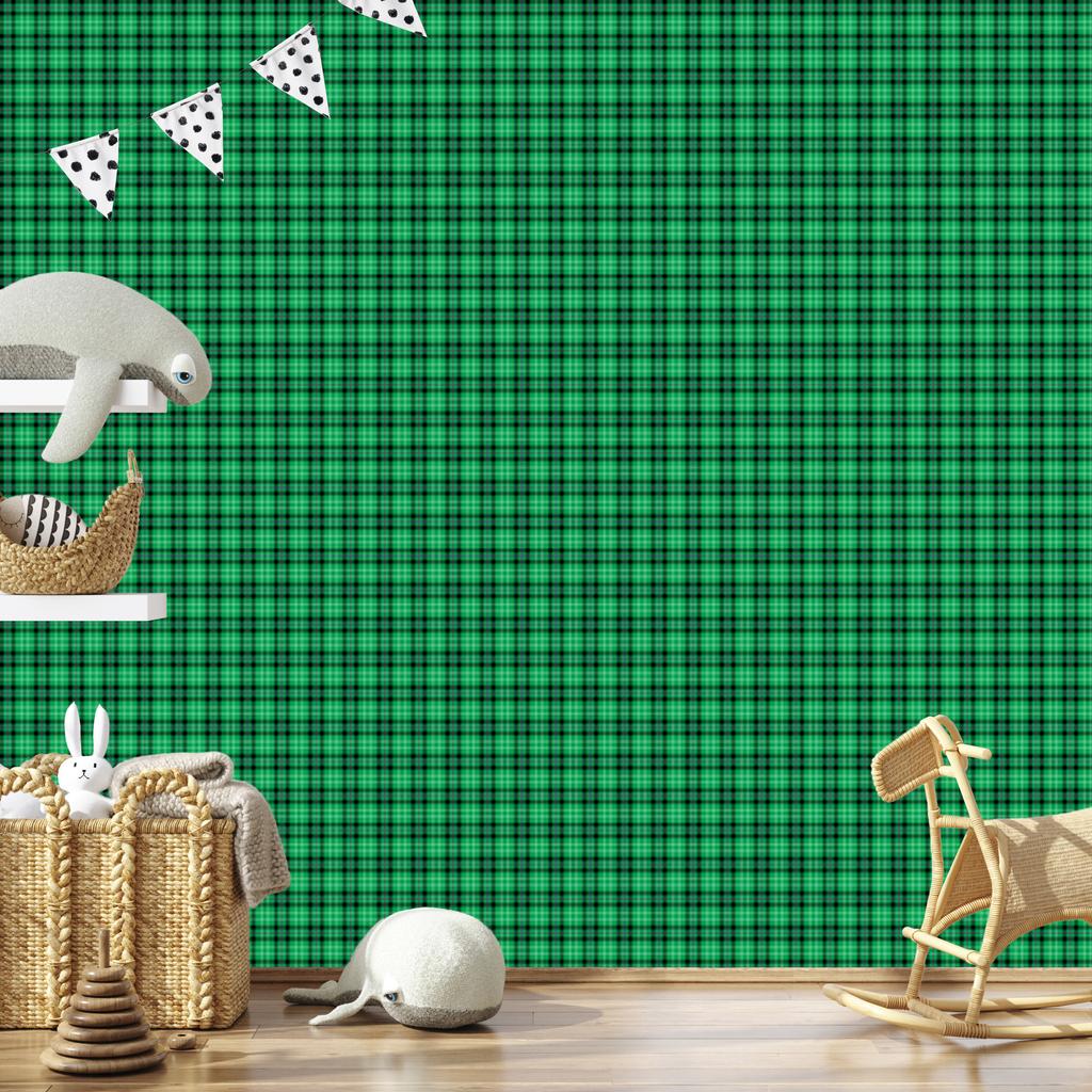 Green Plaid Wallpaper for Living Room and Bedroom 50x1000