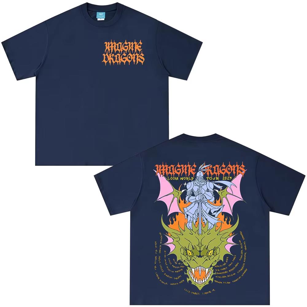 Unisexs Tshirt Imagine Dragons Band Loom World Tour Tshirt Unisex Women Summer Cotton Casual Fashion Short Sleeved Tee Streetwear