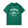 Men's 100% Cotton Crew Neck Short Sleeve T-shirt, Casual Thunder Bold Text Lightning Graphic Soft Breathable Tee for Daily Street Wear All Seasons