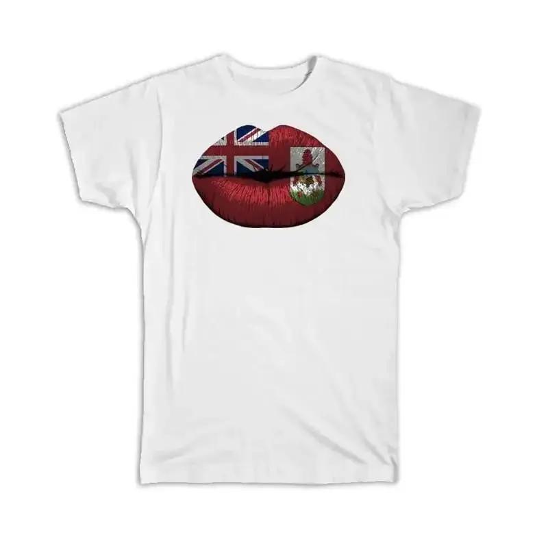 Lips Bermudian Flag Bermuda Expat Country For Her Women Feminine T shirt