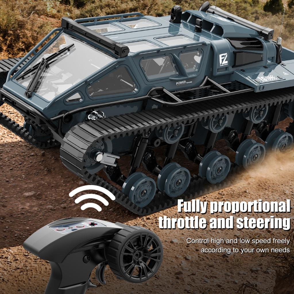 Remote Control Tank, 2.4GHz All Terrain 360 Degrees Rotating Stunt Toy Vehicle with LED Lights, Off Road Tracked Car