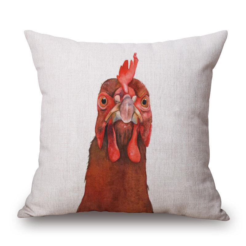 Nordic Rural Poultry Rooster Cushion Covers Little Hen Chicken Animal Hand Painting Decorative Pillows For Sofa Xcm