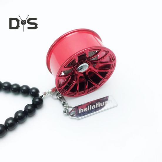 Alloy Racing Wheel Car Pendant Rearview Mirror Hanging Accessory Glossy Black Beads Silver Tag Auto Decoration Unique Design