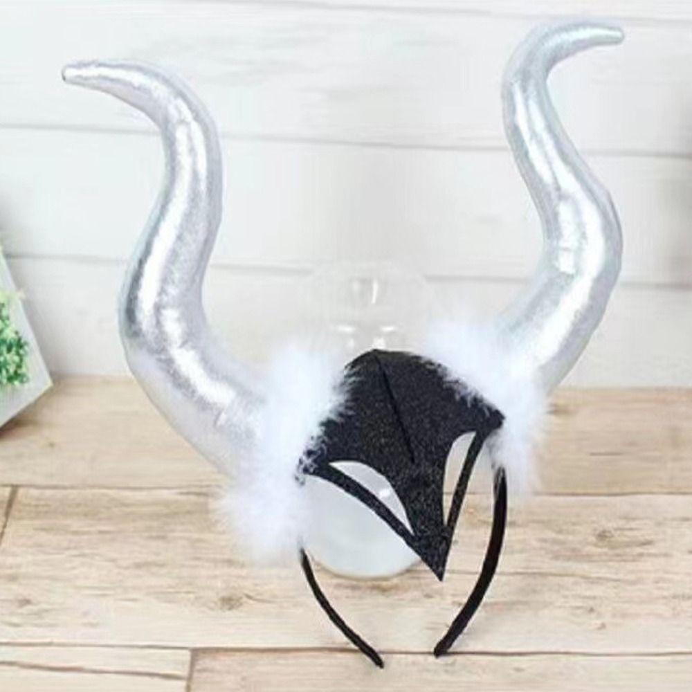 Witch Hair Accessories Ox Horn Hairband Evil Queen Evil Magic Witch Headpiece Costume Accessory