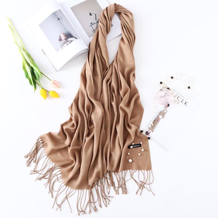 2024 Autumn And Winter New Solid Color Extended Thin Imitation Cashmere Scarf Versatile Warm Neck Protection Scarf Shawl For Women