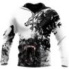 Men's Women's Fashion Jacket Casual Loose Long Sleeve Sweatshirt Black Pullover 3D Full Print Hoodie Wolf Camouflage Hoodie
