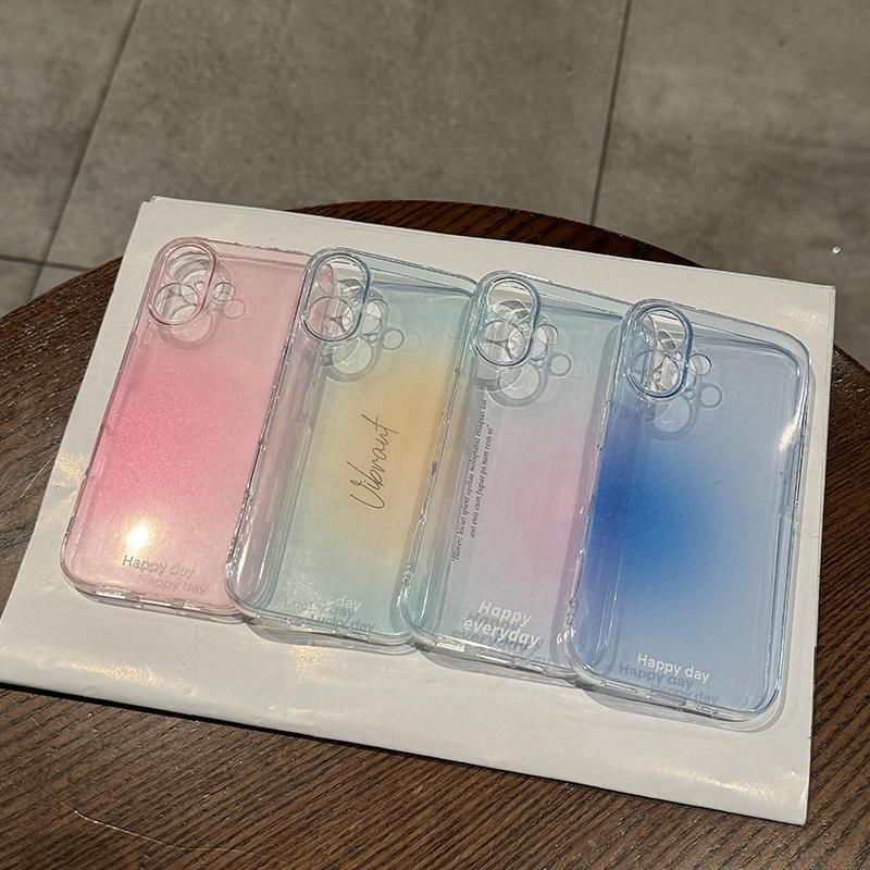 Роскошный розовый градиентный прозрачный чехол для телефона для iPhone 16 15 14 13 12 11 Pro Max Plus Модный прозрачный мягкий противоударный бампер