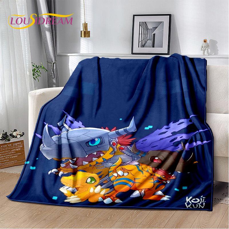 Мягкое плюшевое одеяло с изображением мультфильма «Дигимоны», фланелевое одеяло, покрывало для гостиной, спальни, кровати, дивана, чехла для пикника