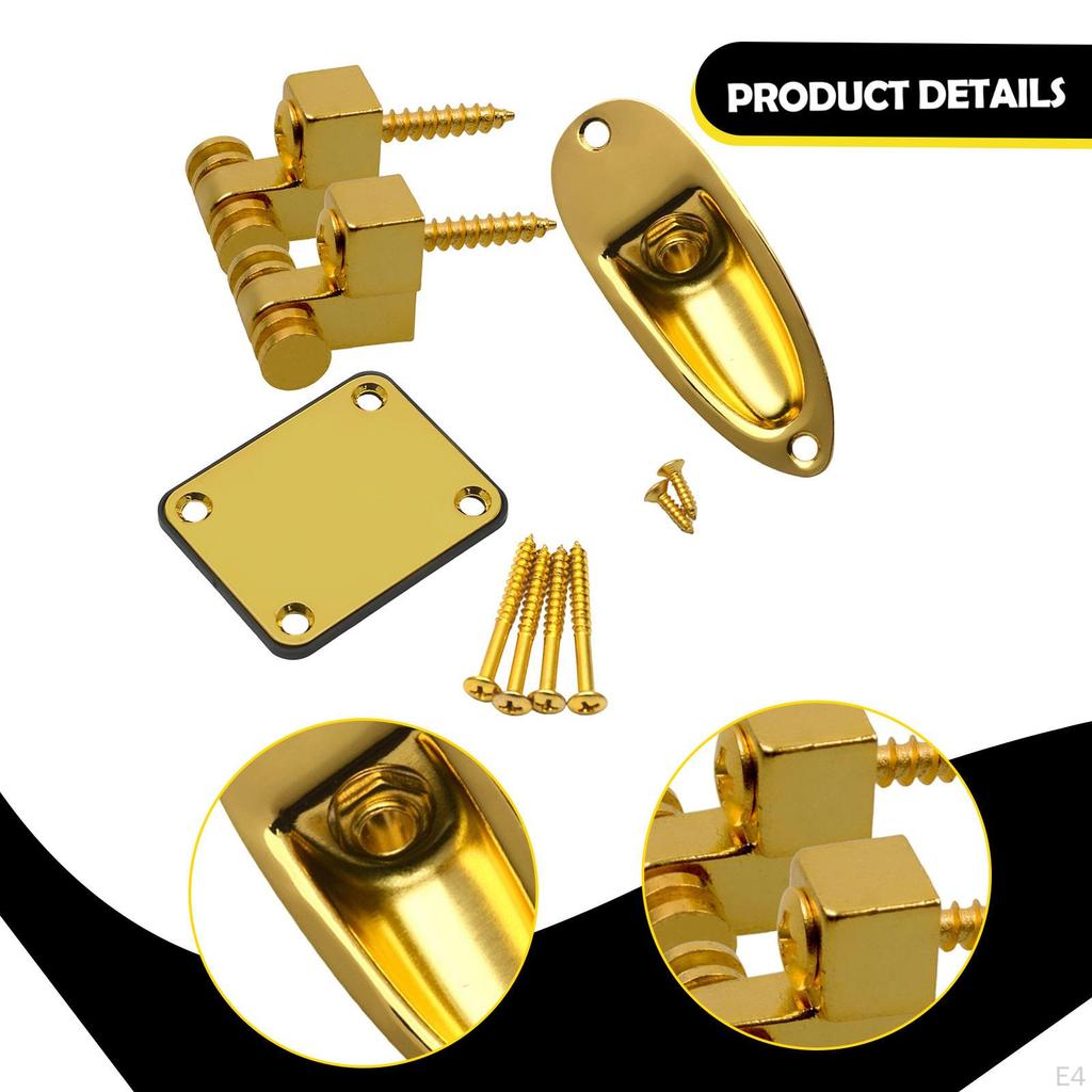 Electric Guitar Neck Plate Parts with Screws 4 Holes Metal Rectangle Thick Connecting