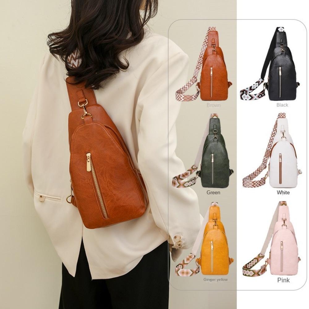 Simple Women's Fanny Pack PU Leather Sports Shoulder Bag Trendy Women Chest Bag Sports