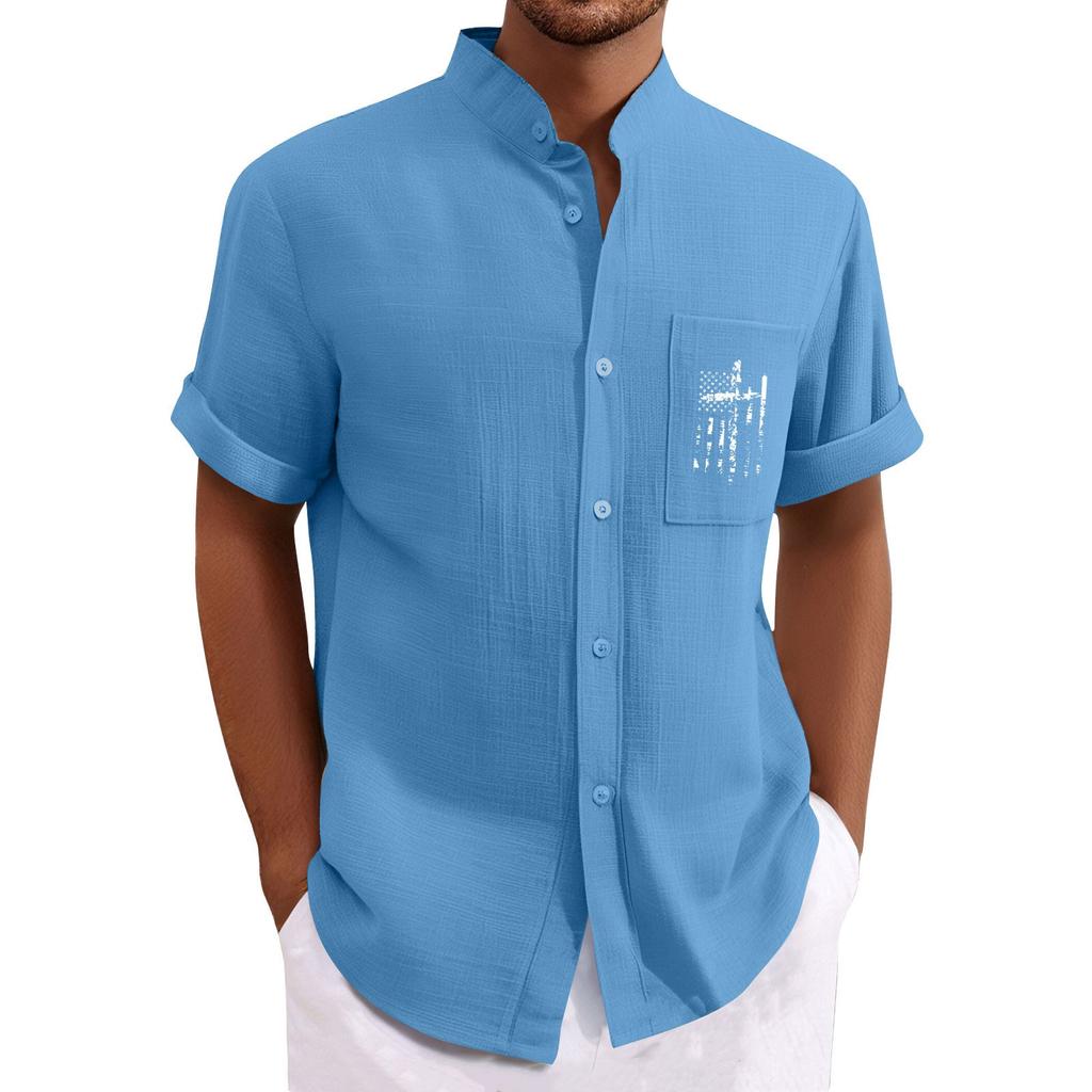 Men'S Casual Loose Short Sleeved Printed Shirt With Fashionable Top