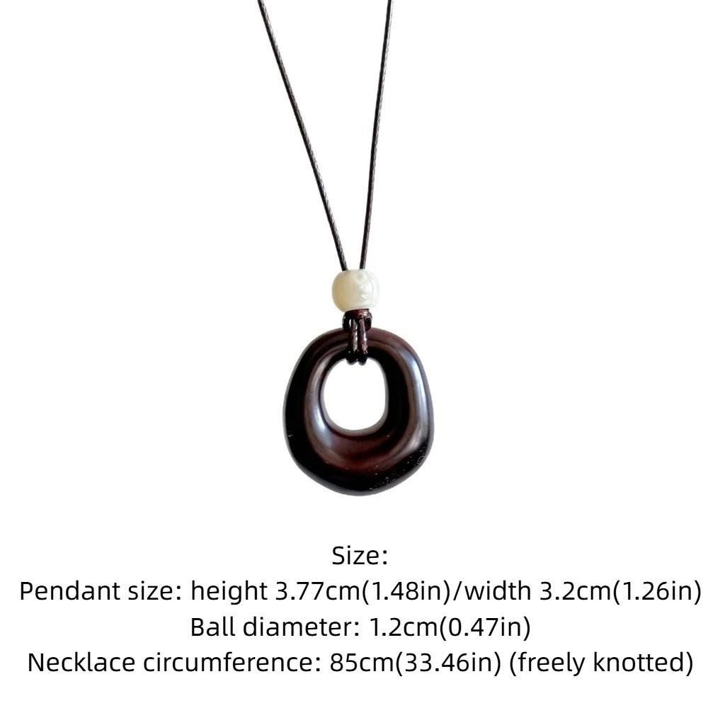 Leather Rope Geometric Pendant Necklace Adjustable Length Sweater Chain Women